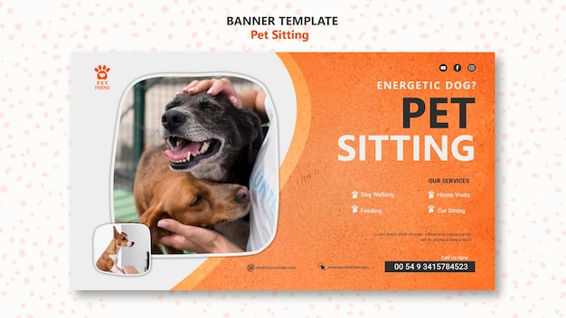 Modello di banner di concetto di pet sitting