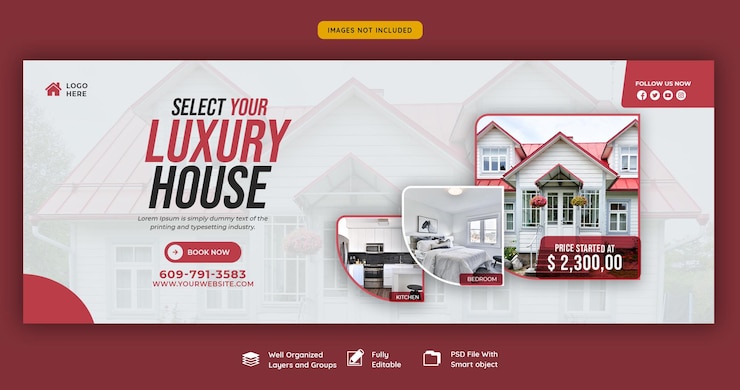 PSD gratuito modello di banner di copertina di facebook della proprietà della casa immobiliare