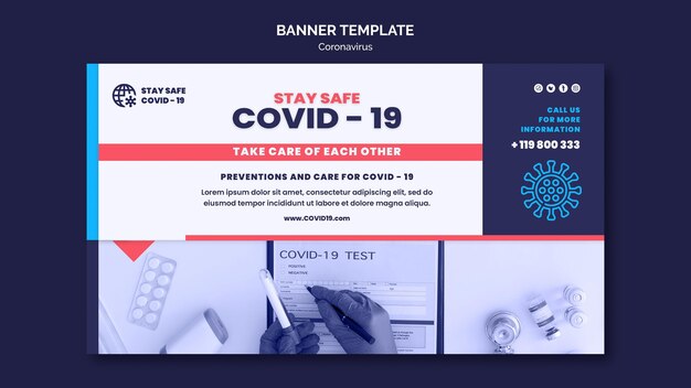 Modello di banner di coronavirus con foto