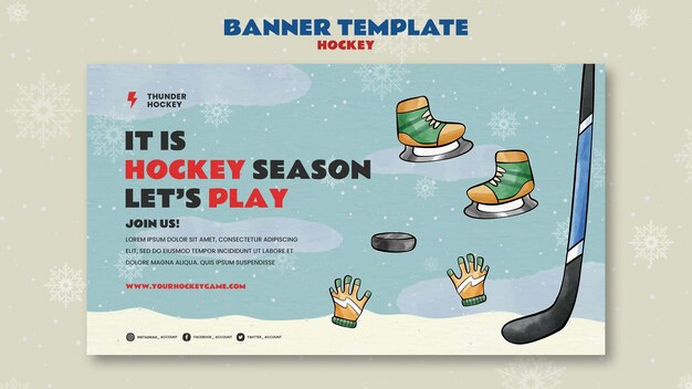 Modello di banner di gioco di hockey