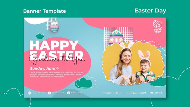 Modello di banner di giorno di Pasqua
