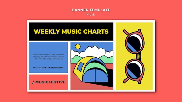 Modello di banner di grafici musicali