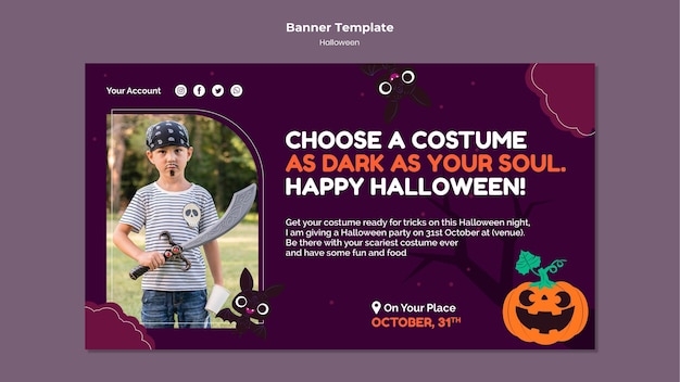 Modello di banner di Halloween con foto
