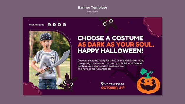 Modello di banner di Halloween con foto