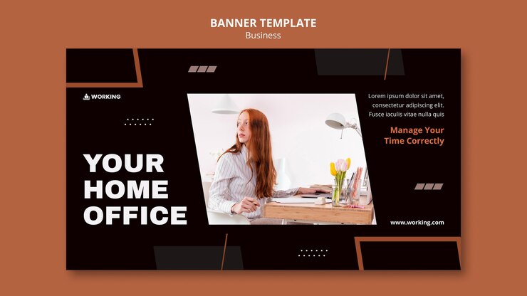 PSD gratuito modello di banner di lavoro da casa