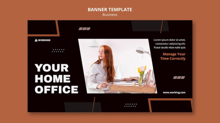 PSD gratuito modello di banner di lavoro da casa