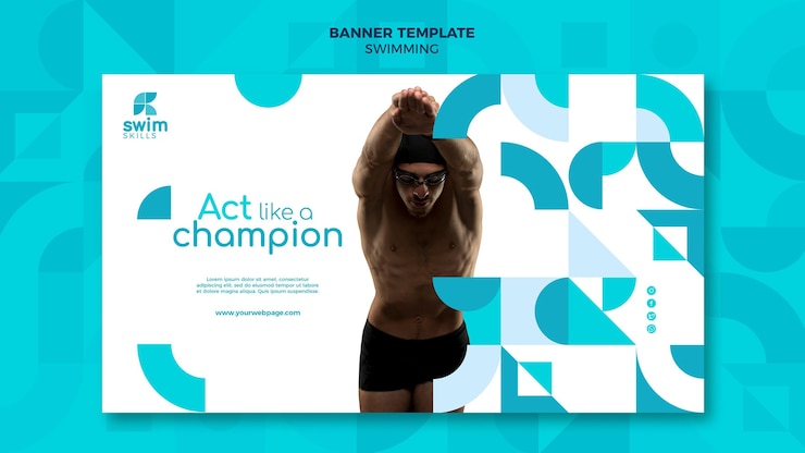 PSD gratuito modello di banner di lezioni di nuoto