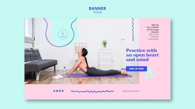 Modello di banner di lezioni di yoga