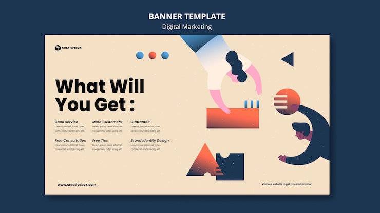 PSD gratuito modello di banner di marketing digitale