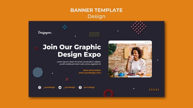 Modello di banner di progettazione grafica con foto