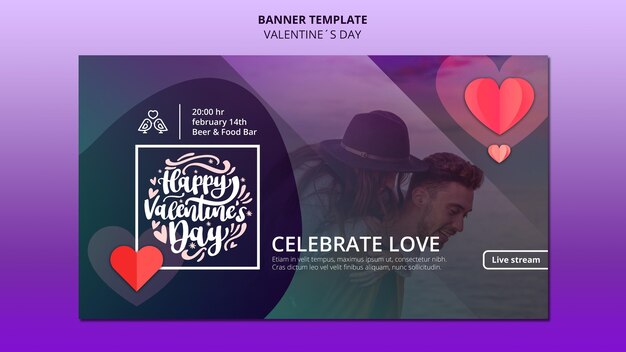Modello di banner di San Valentino adorabile con foto