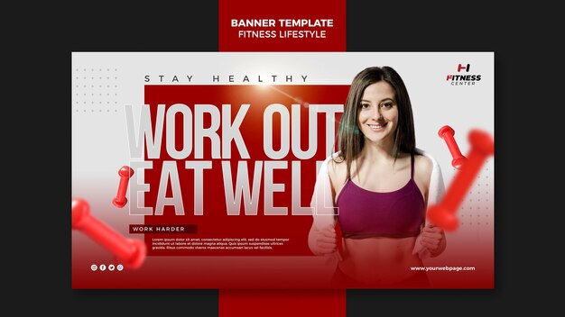 Modello di banner di stile di vita fitness