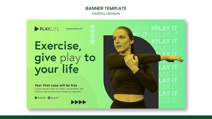 PSD gratuito modello di banner di stile di vita sano verde
