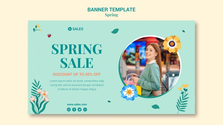 PSD gratuito modello di banner di vendita di primavera