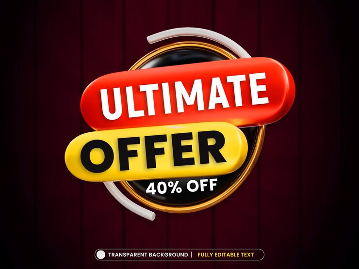 PSD gratuito modello di banner di vendita di ultima offerta con testo 3d modificabile