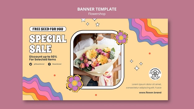 Modello di banner di vendita speciale di Flowershop