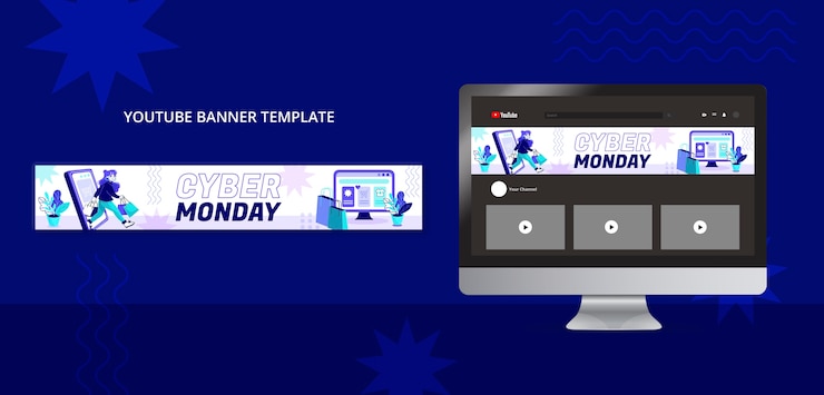 PSD gratuito modello di banner di youtube per il cyber monday