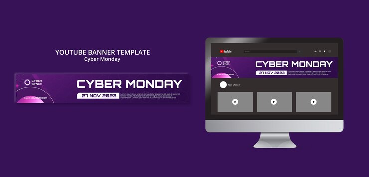 PSD gratuito modello di banner di youtube per il cyber monday