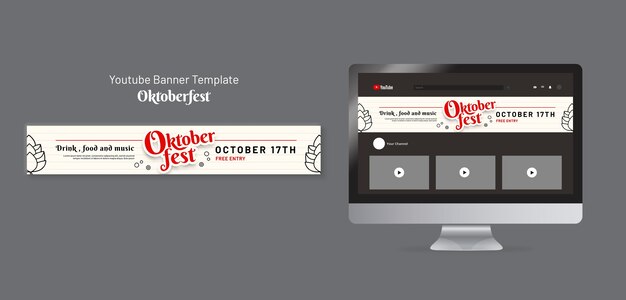 Modello di banner di Youtube per la celebrazione dell'oktoberfest