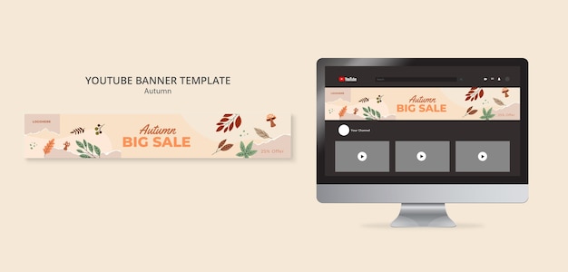 Modello di banner di youtube per la stagione autunnale