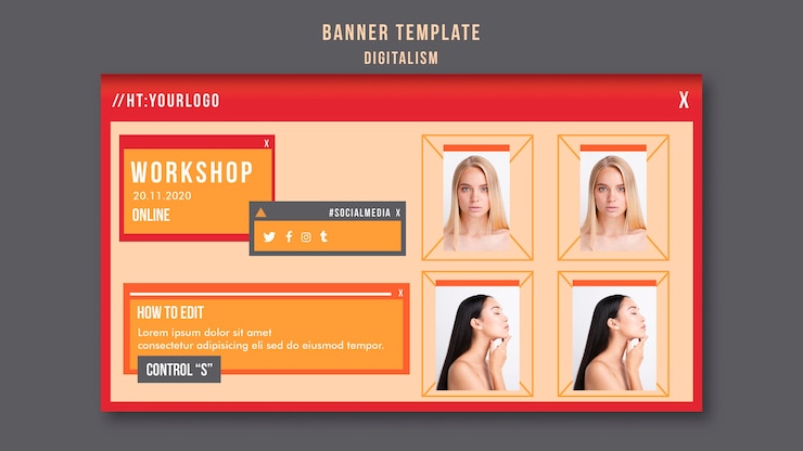 PSD gratuito modello di banner digitalismo con foto