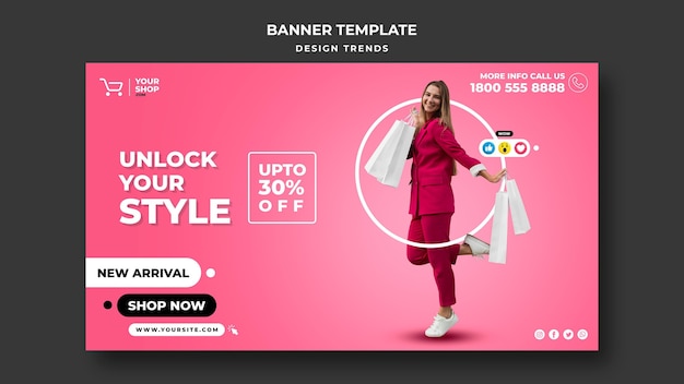 Modello di banner donna dello shopping