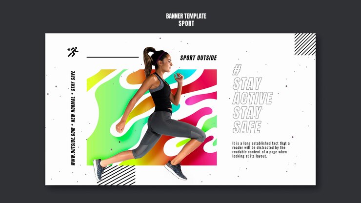 PSD gratuito modello di banner esterno sport