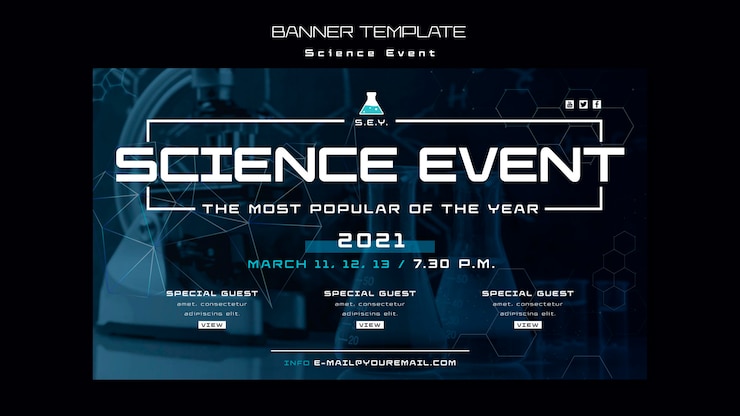 PSD gratuito modello di banner evento scientifico