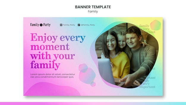 Modello di banner famiglia design piatto