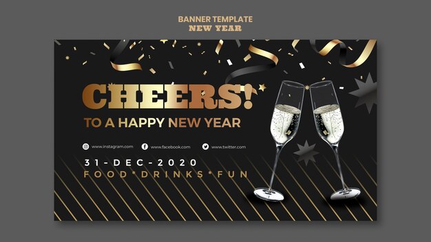 Modello di banner festa di felice anno nuovo