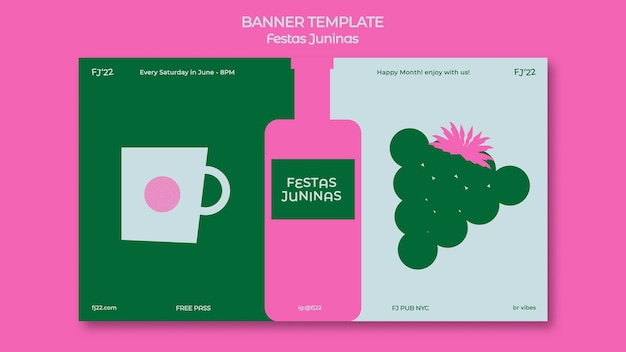 Modello di banner festas juninas design piatto