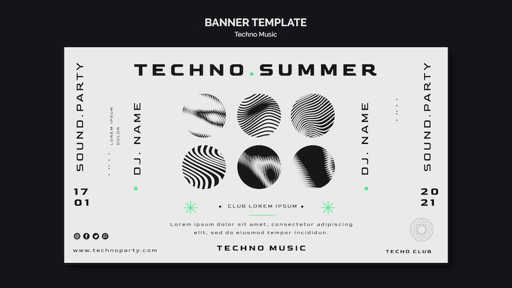 PSD gratuito modello di banner festival di musica techno