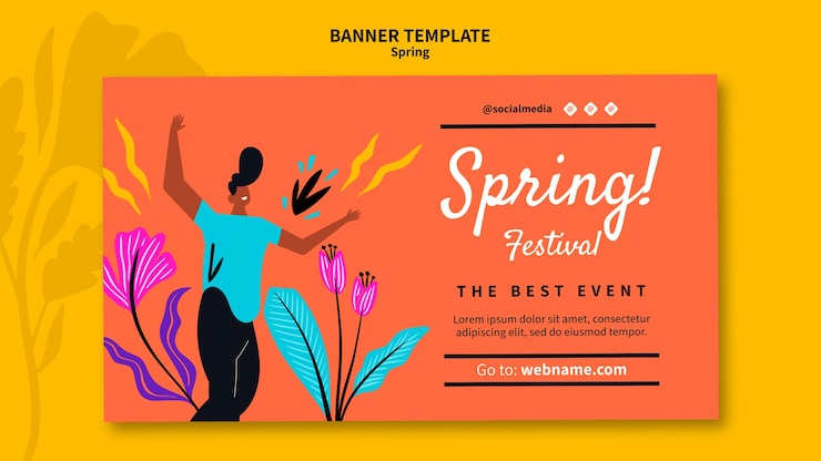 PSD gratuito modello di banner festival di primavera