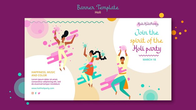 Modello di banner festival felice holi
