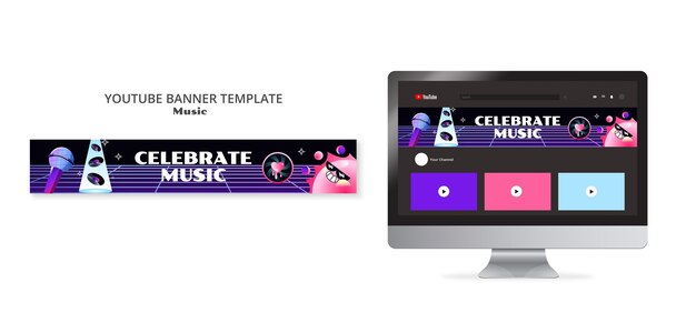 modello di banner flat design per eventi musicali su youtube