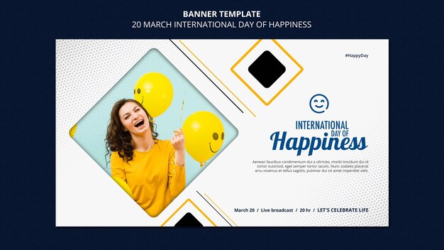 Modello di banner giornata internazionale della felicità