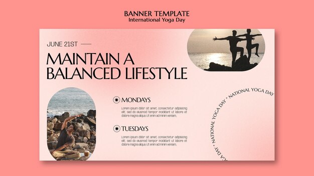Modello di banner giornata internazionale di yoga