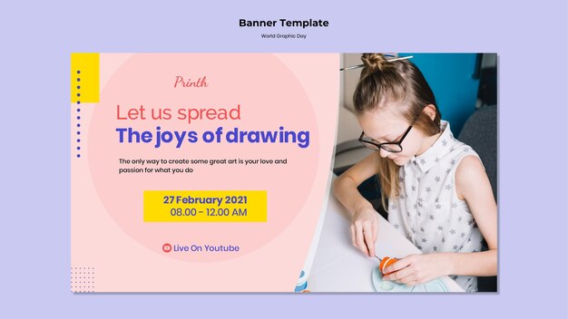 Modello di banner giornata mondiale della grafica