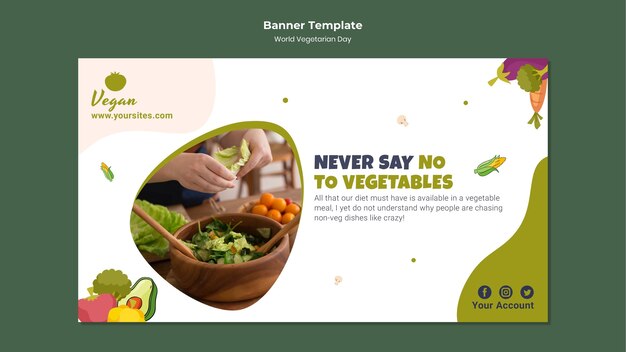 Modello di banner giornata mondiale vegetariana
