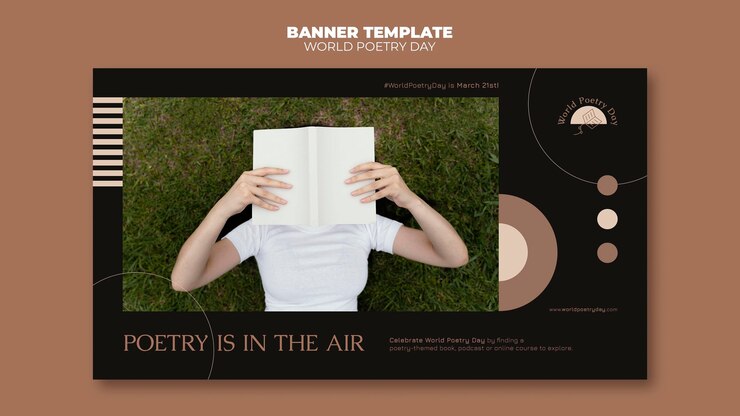 PSD gratuito modello di banner giorno di poesia con foto