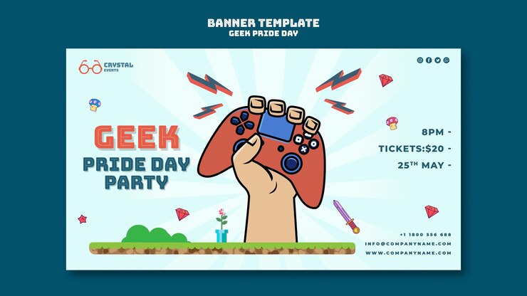 PSD gratuito modello di banner giorno orgoglio geek