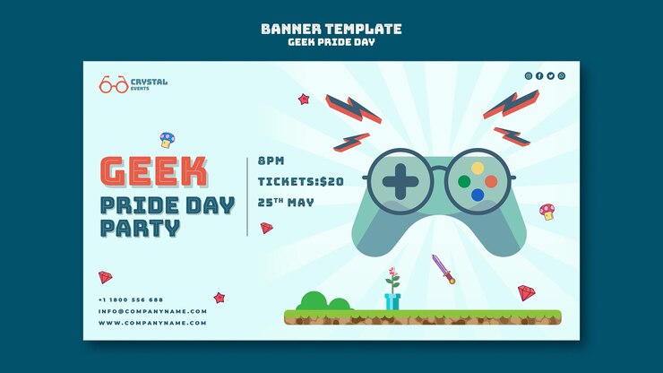 PSD gratuito modello di banner giorno orgoglio geek