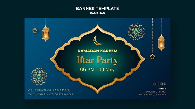 Modello di banner illustrato del ramadan