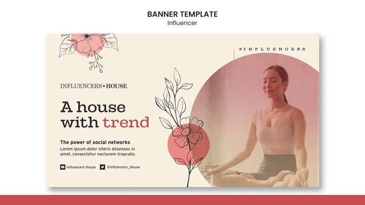 PSD gratuito modello di banner influencer con foto