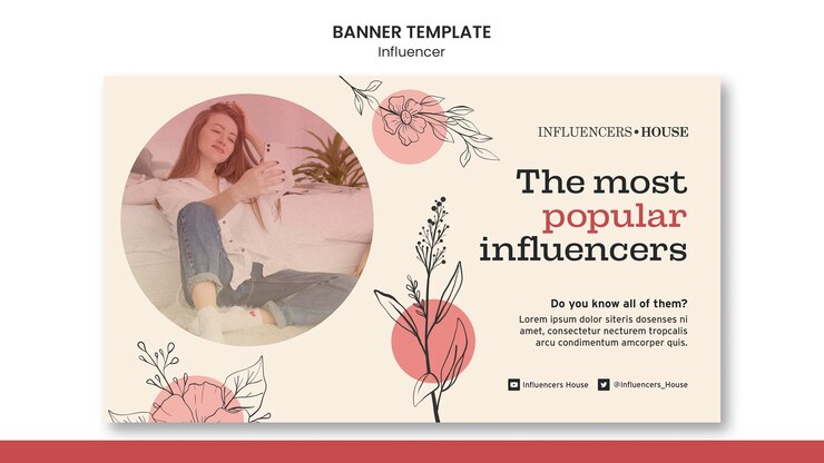 PSD gratuito modello di banner influencer con foto