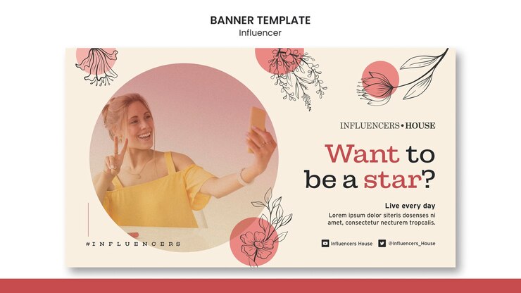 PSD gratuito modello di banner influencer con foto