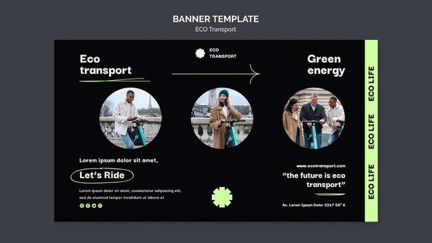 Modello di banner minimalista di trasporto ecologico
