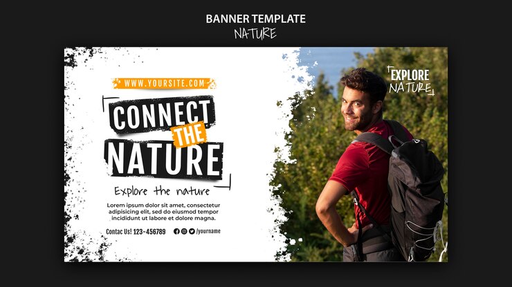 PSD gratuito modello di banner natura design piatto