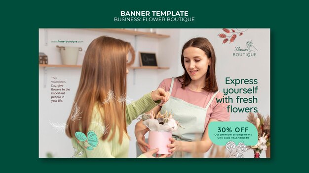 Modello di banner orizzontale boutique di fiori
