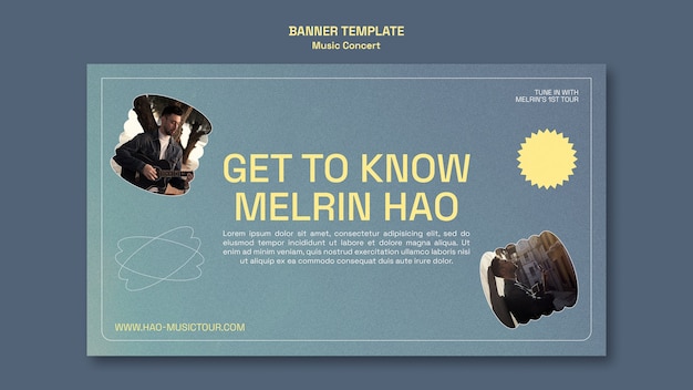 Modello di banner orizzontale con musica sfumata